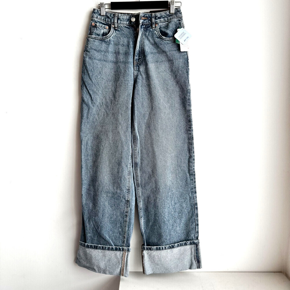 Twik High Rise Fitted Hips Wide Leg Light Wash Jeans 27